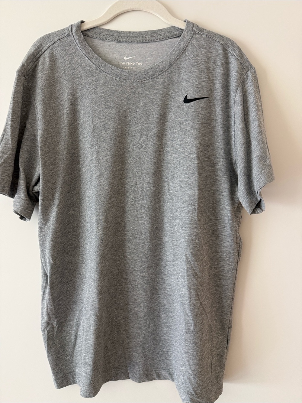 Nike Gray Short Sleeve Dri-FIT Tee with Black Swoosh